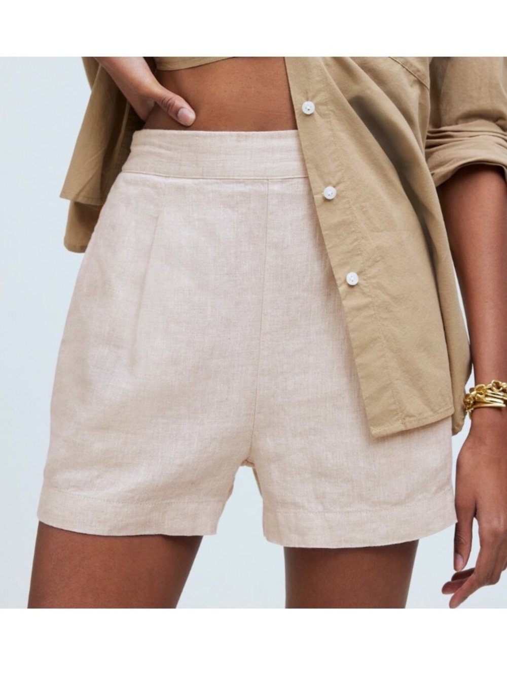 Madewell Tan Ecru Linen Shorts Size XS